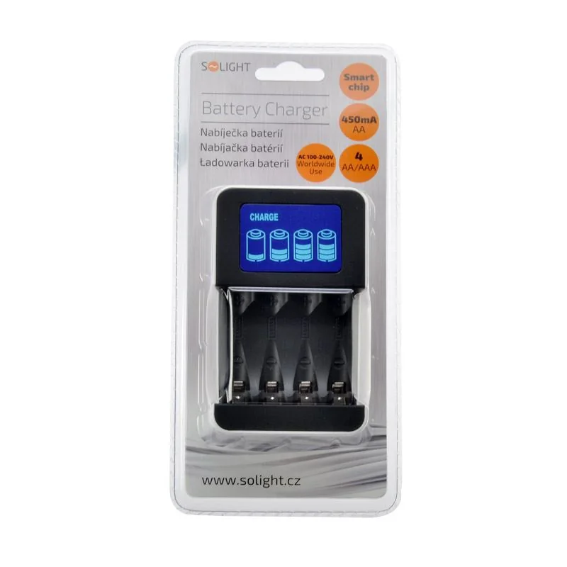 Nabíjačka batérií s LCD displejom SOLIGHT DN25 1-4 AA/AAA 