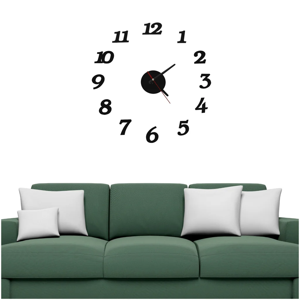 Nástenné hodiny DIY nastaviteľné čierne – moderné hodiny na stenu 12-hodinové 70–130 cm