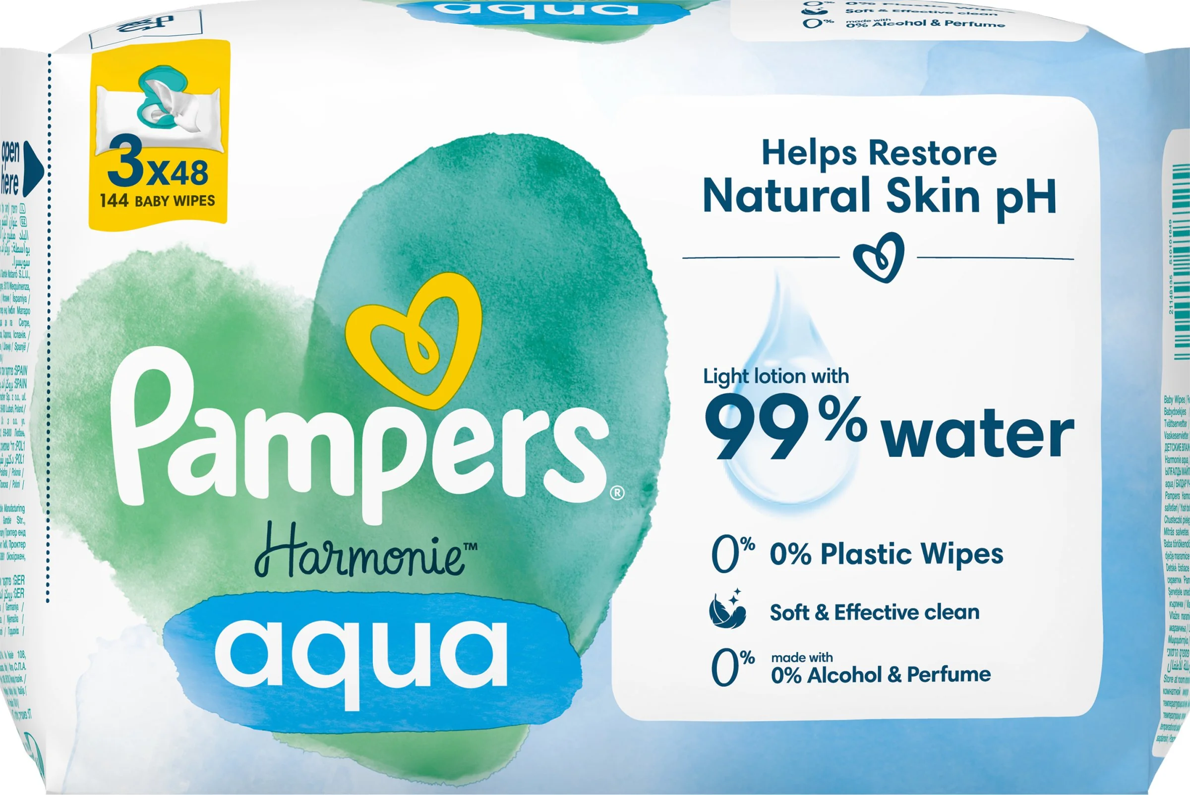 Pampers Wipes Harmonie Aqua 3x48ks 3×48 ks, vlhčené obrúsky