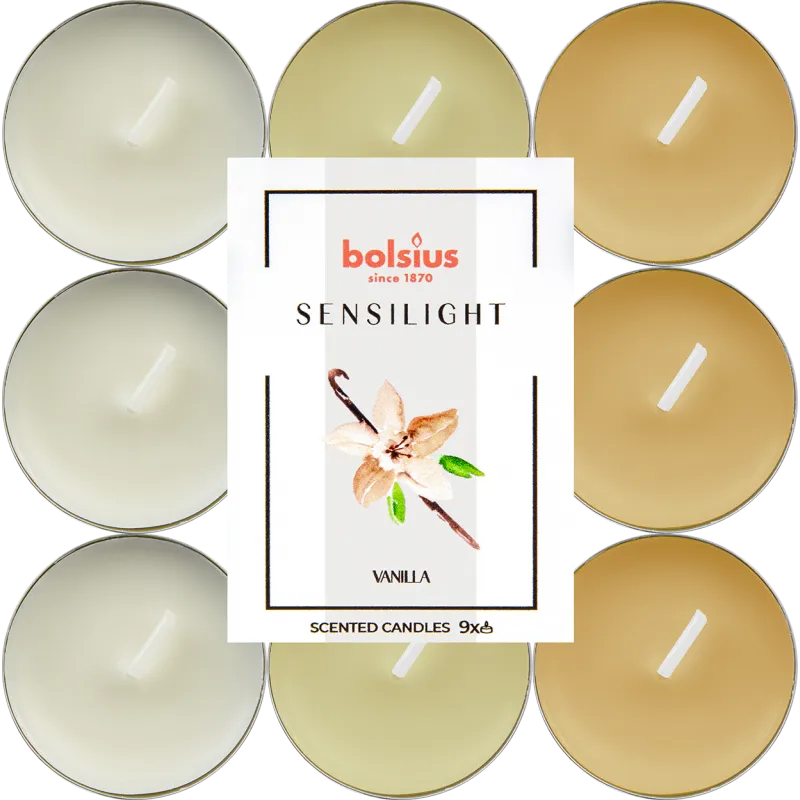 Bolsius Sensilight Čajové 9ks Vanilla tříbarevné, vonné svíčky