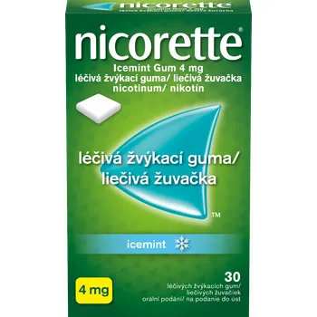 Nicorette Icemint Gum 4 mg 1×30 ks, liečivé žuvačky