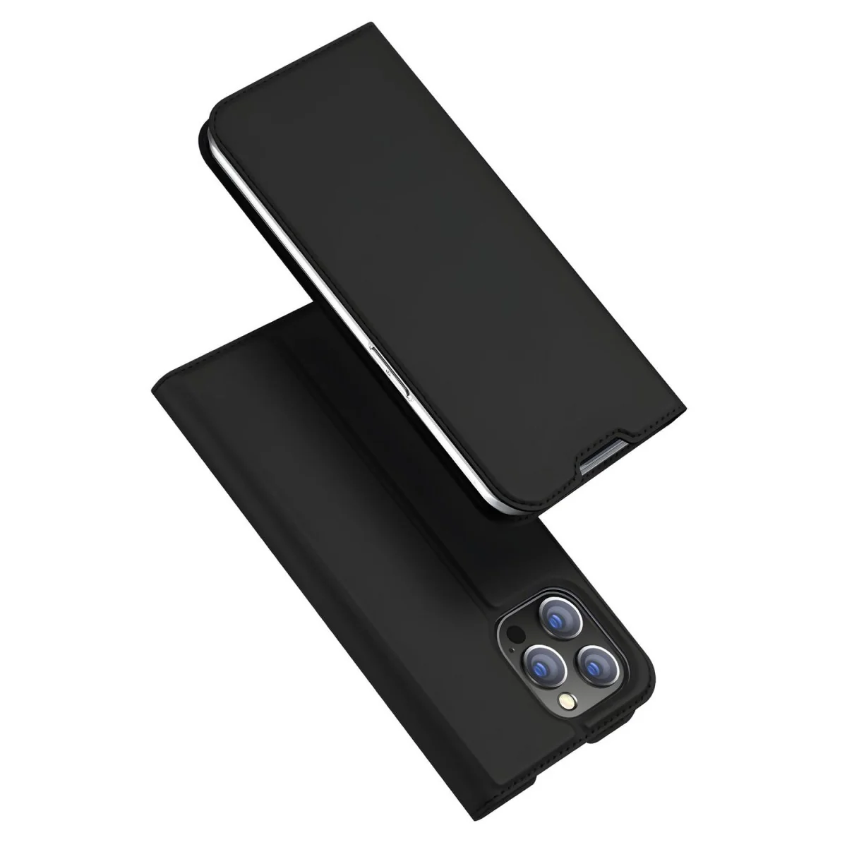 Knižkové puzdro Skin Pro pre iPhone 14 Pro - Čierna Elegantná ochrana, prak