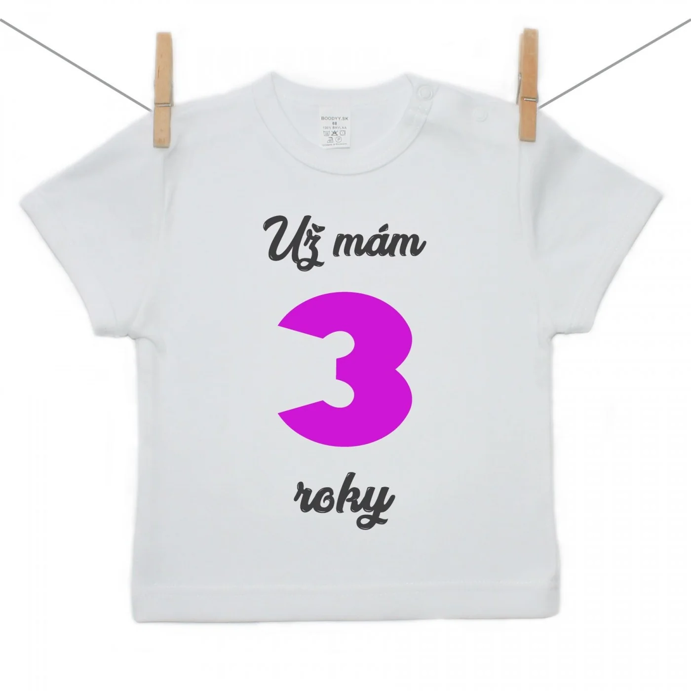 Boodyy Tričko s krátkym rukávom Už mám 3 roky Dievča Veľkosť: 116