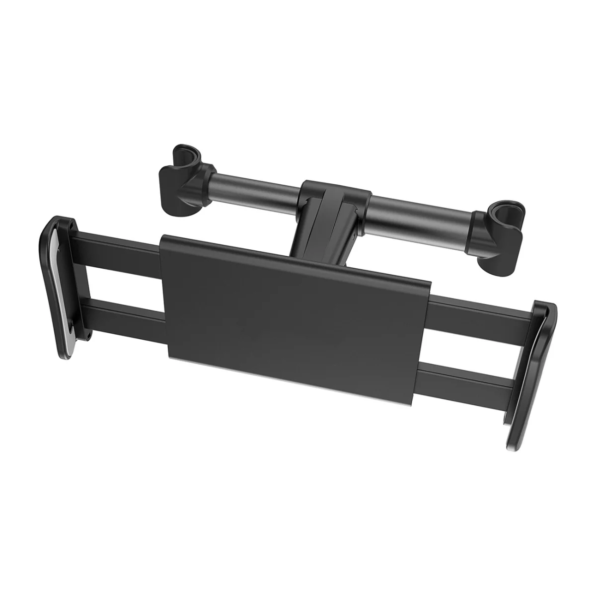 MG Headrest Hook držiak do auta na opierku hlavy, čierny 2v1, pre 4-11'' zariade