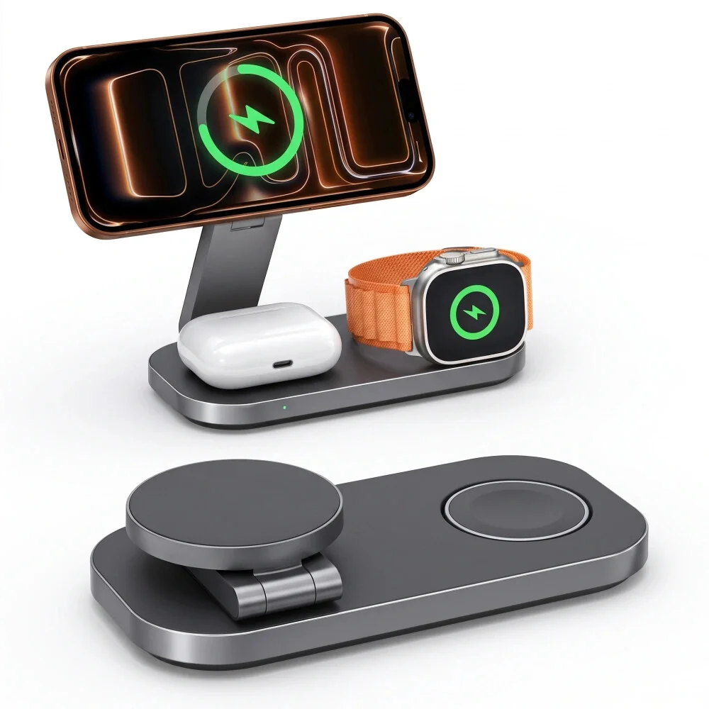 Tech-Protect A52 MagSafe bezdrôtová nabíjačka na mobil / Apple Watch / AirPods 25W Qi2.2, čierna