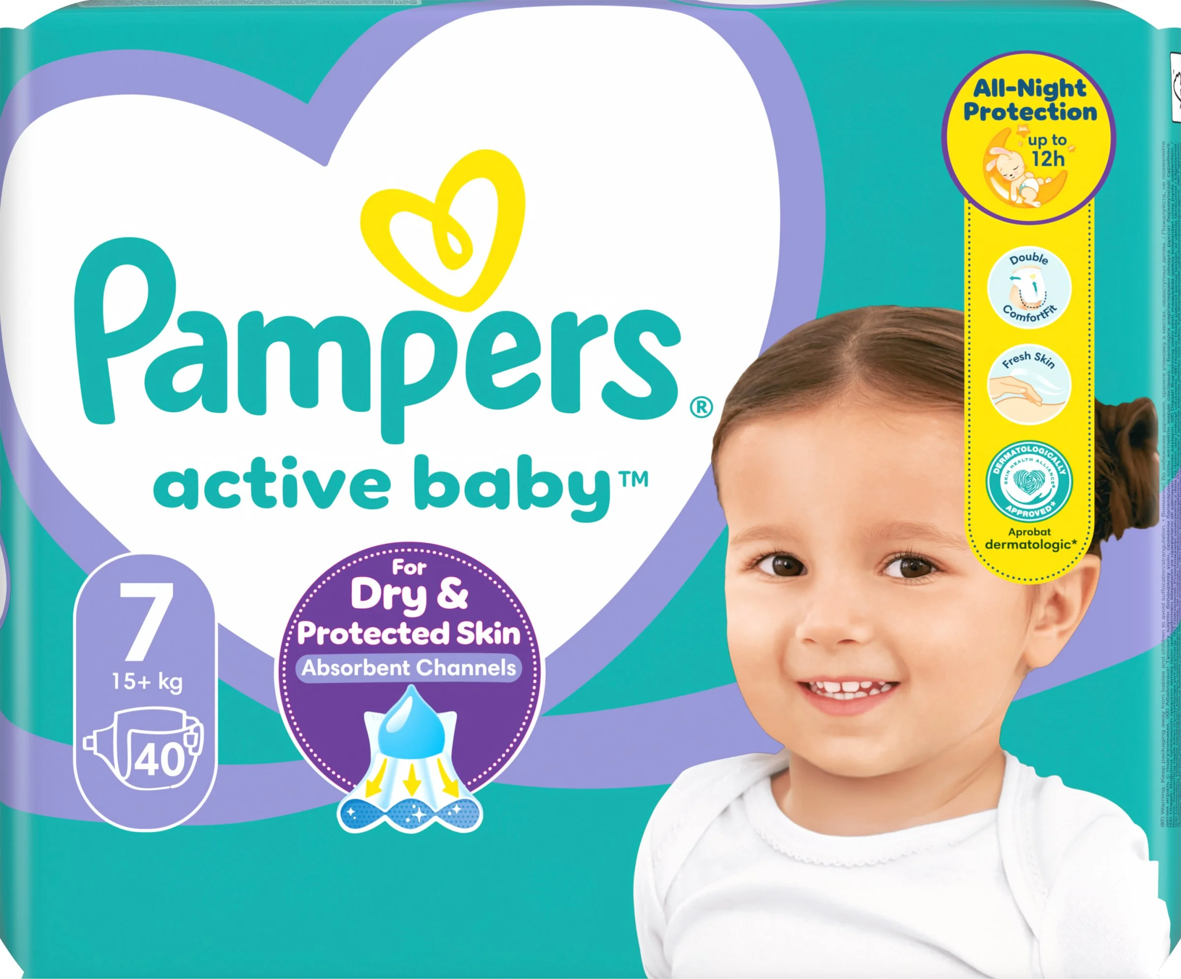 Pampers Active Baby Plienky Veľkosť 7, 15+kg 1×40 ks, plienky pre babätká