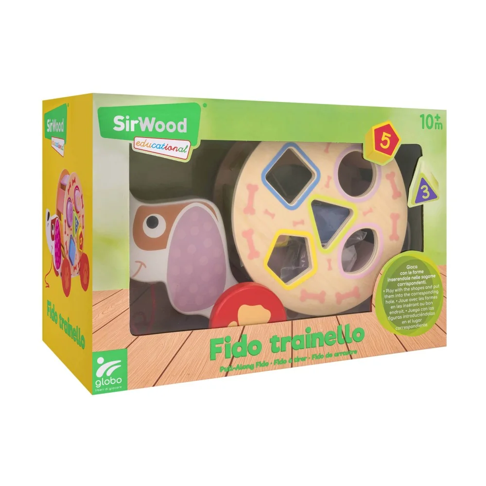 Drevená vkladačka pes na ťahanie Fido Trainello-SIRWOOD