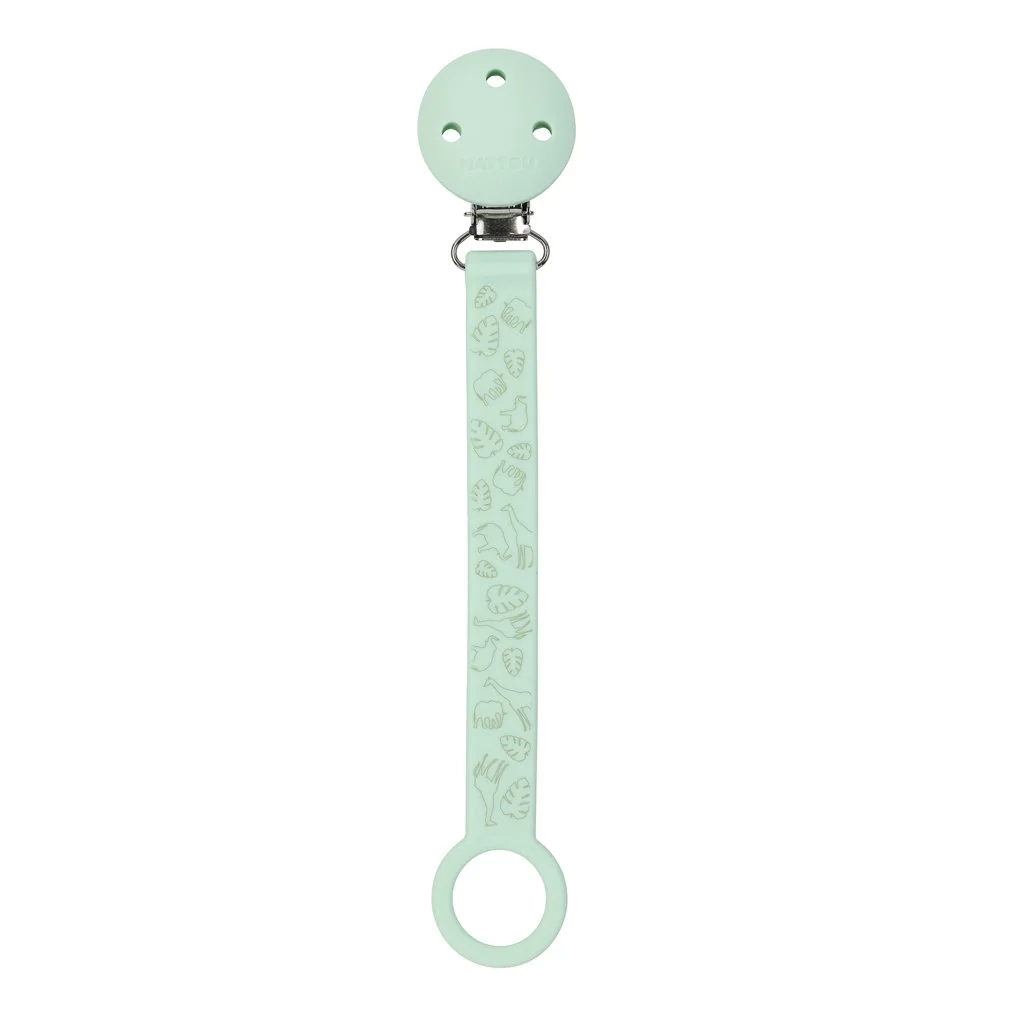 Klip na cumlík silikón s potlačou mint green
