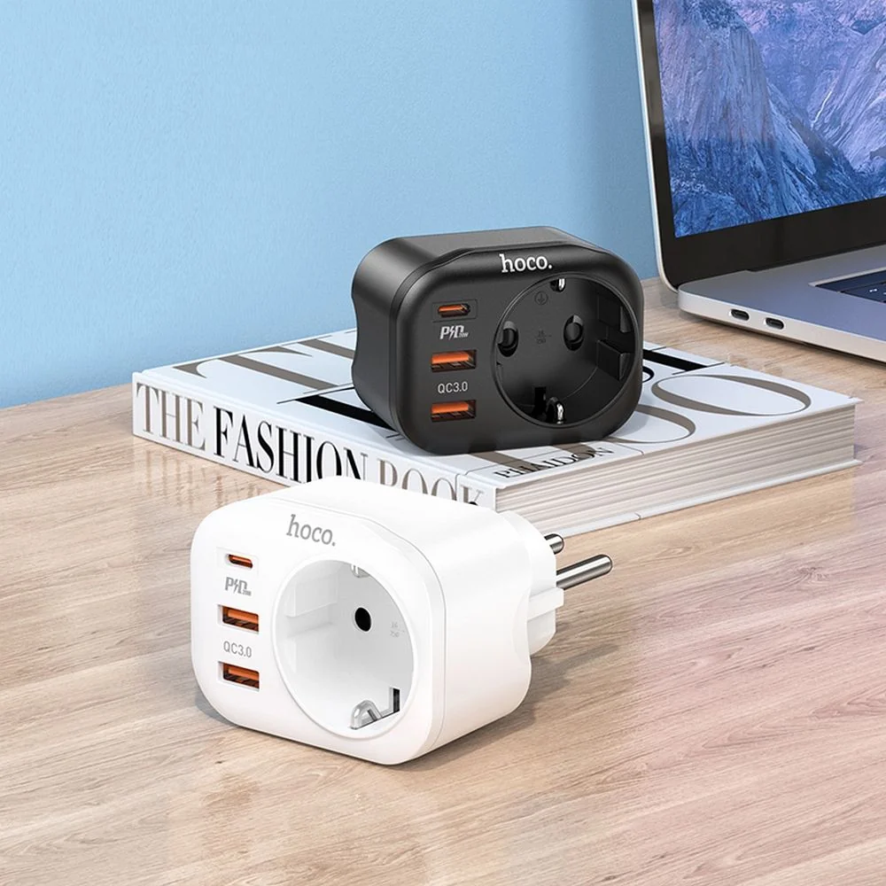Hoco NS3 sieťová nabíjačka 2x USB QC3 3A / USB-C 20W PD + zásuvka, biela la