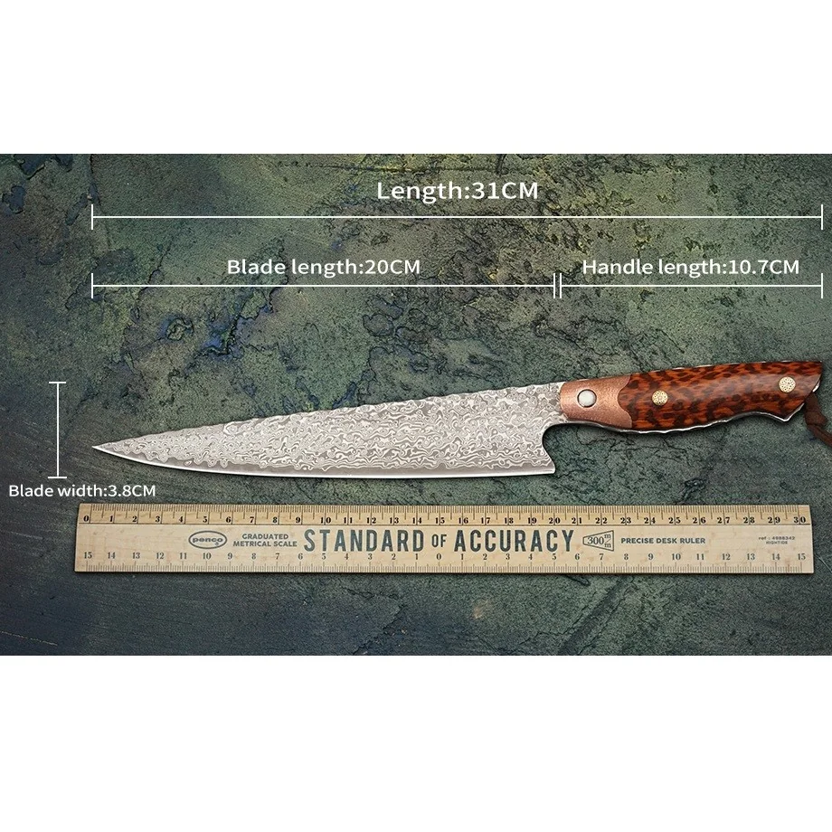 Damaškový kuchynský nôž Takuma-Hnedá 1 x 31cm, oceľ VG-10