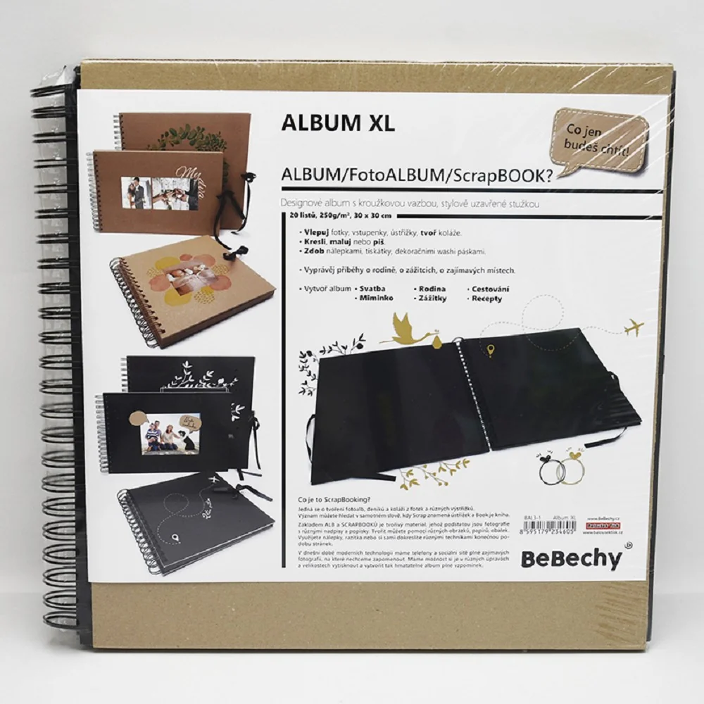 Scrapbook XL, album na fotky, 30 × 30 cm čierny, 40 listov