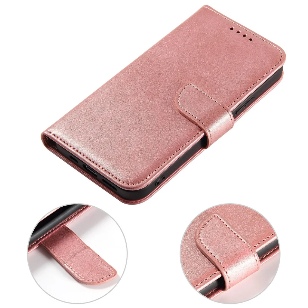 MG Magnet knižkové kožené puzdro na iPhone 14 Plus, ružové