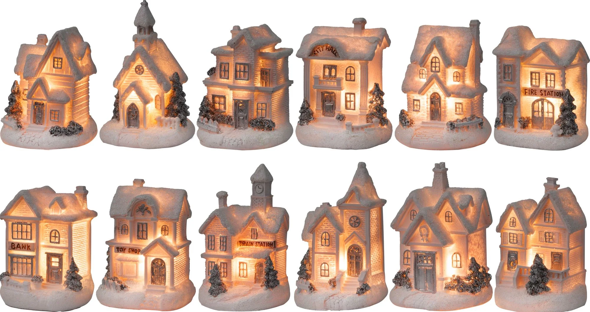 MagicHome vianočný LED domček, balenie 12 ks 7x6x10 cm, mix, sellbox