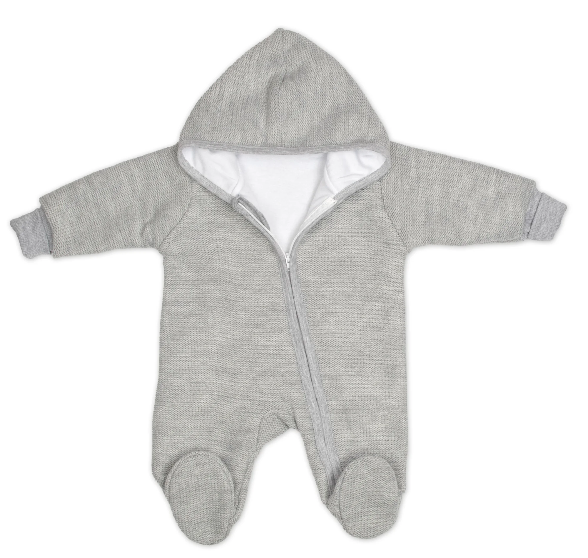 Pletený overal s kapucňou, CUTE - sivá, veľ. 62