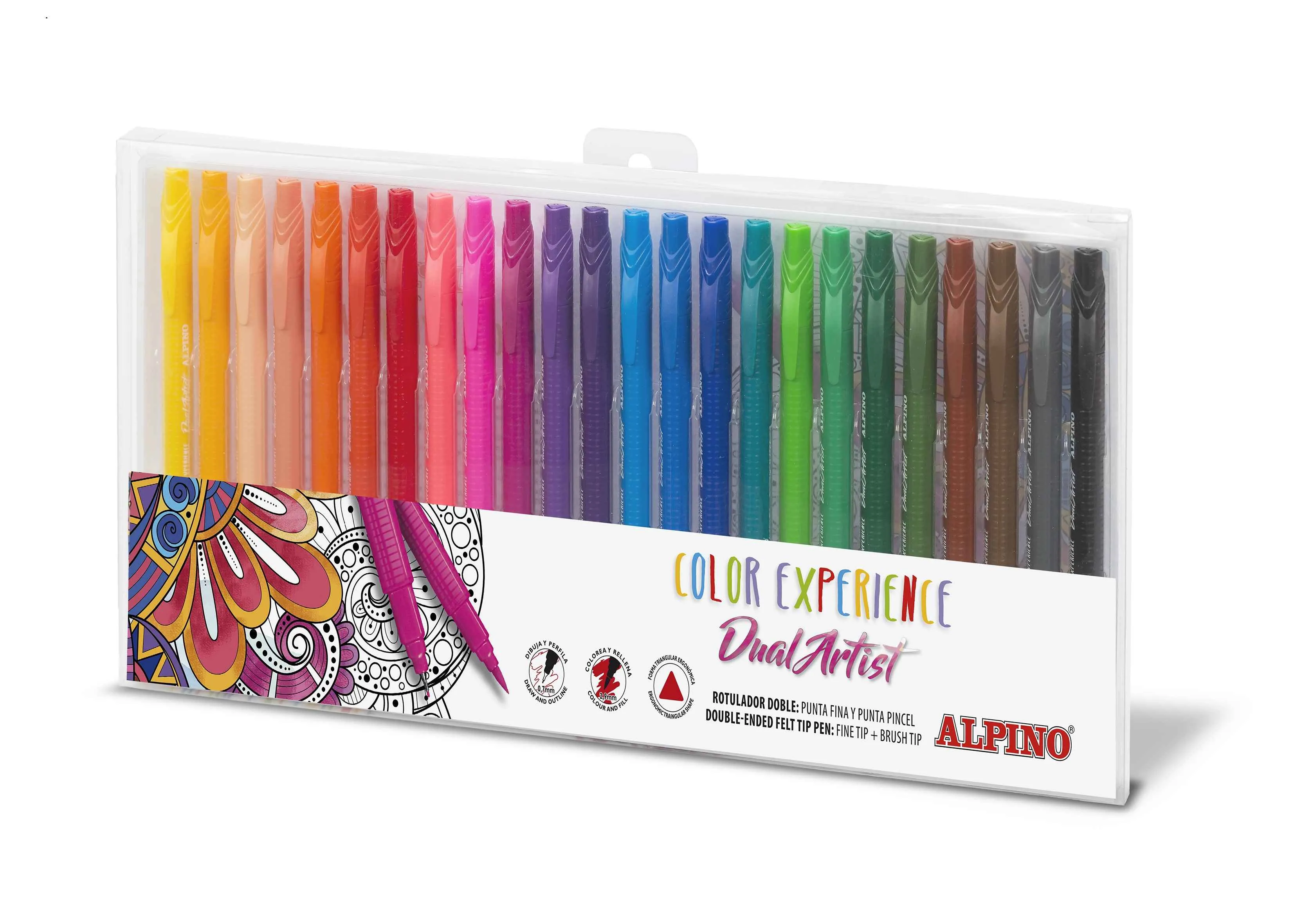 ALPINO Balenie 24ks fixiek Color Experience s dvojitým hrotom 1×1 set, farebné fixky