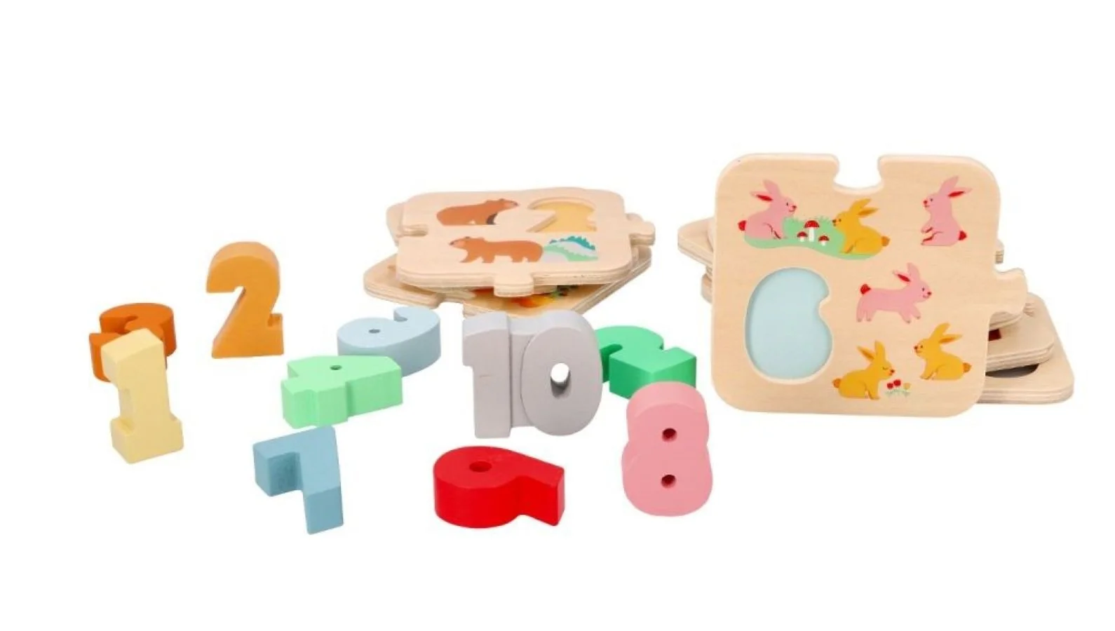 Drevené puzzle so zvieratkami - učenie sa počítať