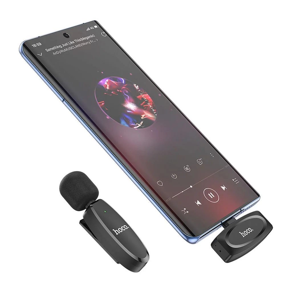 HOCO L15 bezdrôtový lavalier mikrofón USB-C, čierny