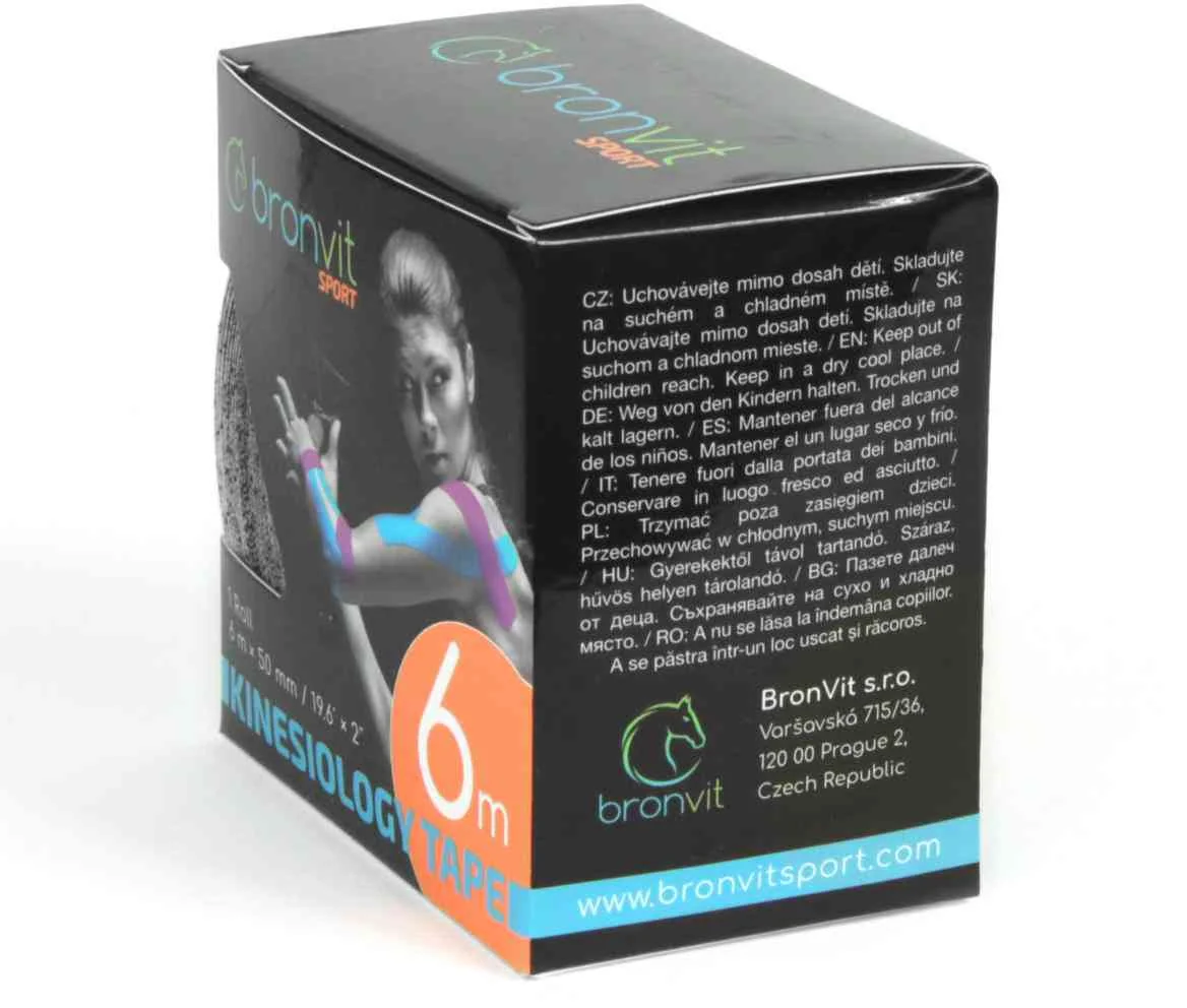 BronVit Sport Kinesio Tape classic čierná 5cmx6m 1×1 ks, kinesio tape
