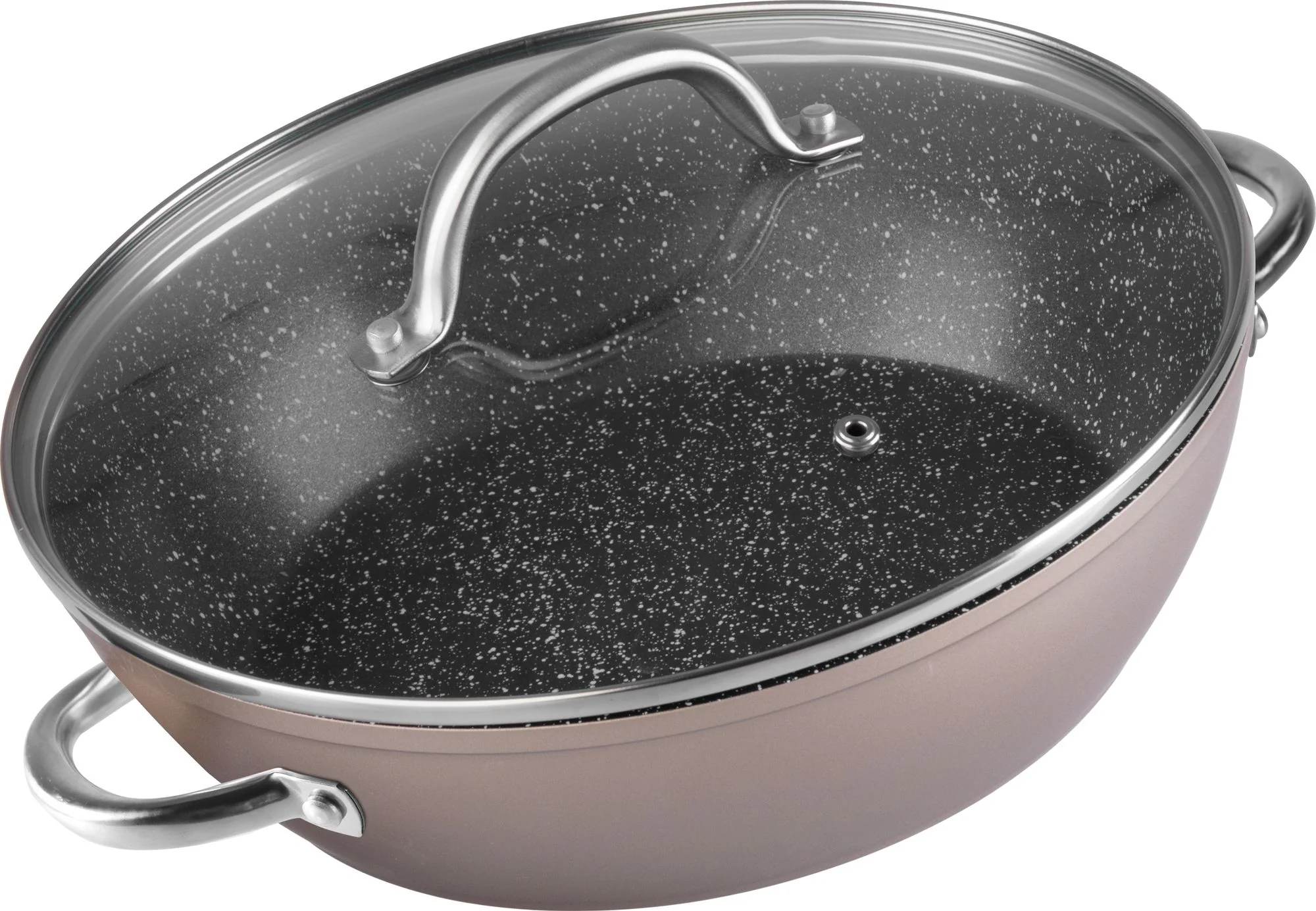 MagicHome plytký hrniec Coffee Brown Line s pokrievkou, 1 ks 26 cm, 2800 ml, aj ako pekáč do rúry