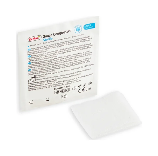 Dr. Max Gauze Compresses Sterile 5 x 5 cm 1×2 ks, sterilné gázové kompresy, 5x5 cm