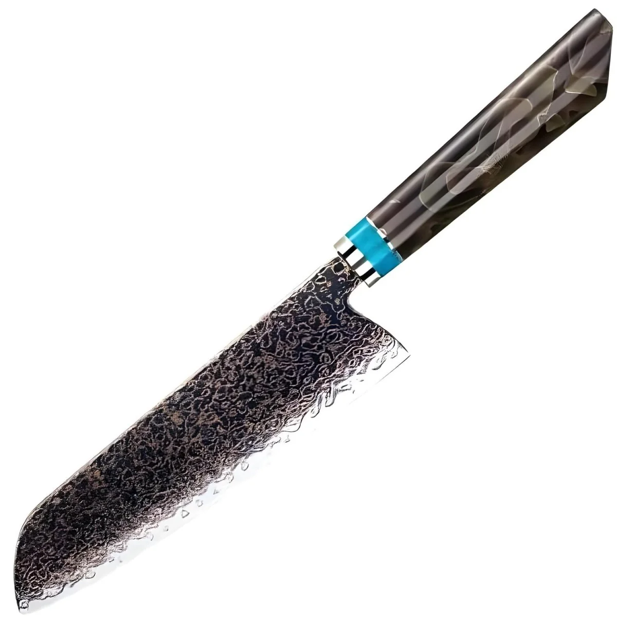 Damaškový kuchynský nôž Zetsu-Santoku 37-vrstvová damašková oceľ