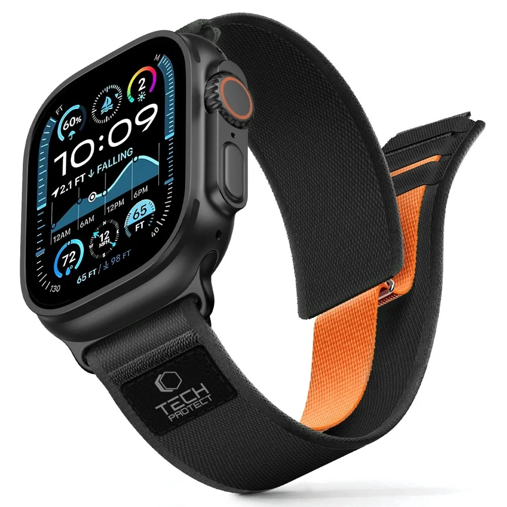 Tech-Protect Nylon Elite remienok na Apple Watch 44/45/46/49mm, black / orange / orange