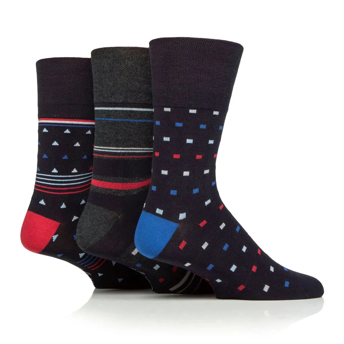 Pánske módne 3 páry Gentle Grip Bambus ponožky CHILLI PEEPER Veľkosť ponožiek 39-45