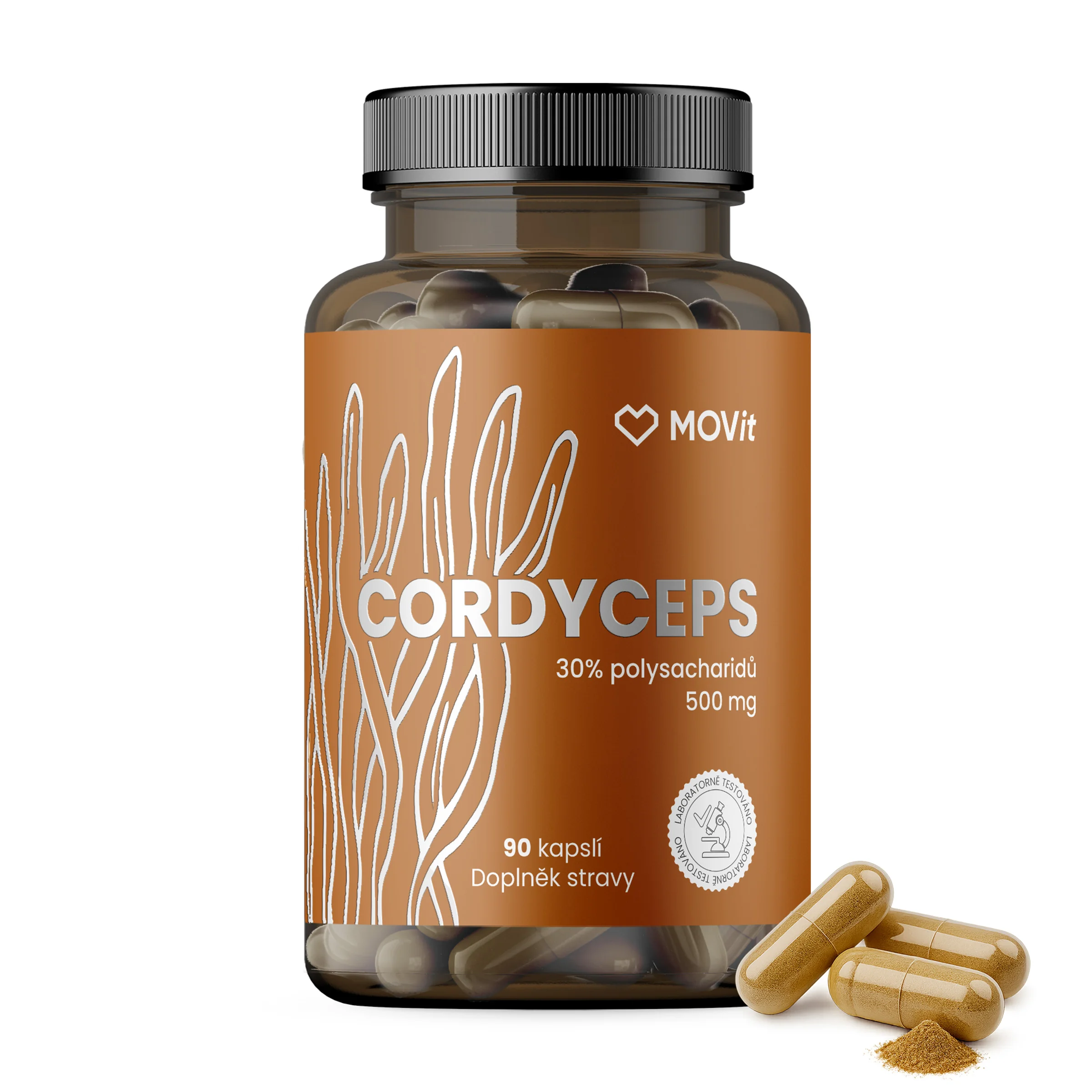 MOVit Cordyceps 30 % polysacharidov 500 mg 90 cps