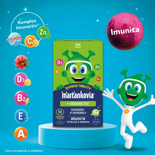WALMARK Marťankovia s Imunactivom cmúľacie tablety, príchuť mix, 70+30 zdarma (100 ks)