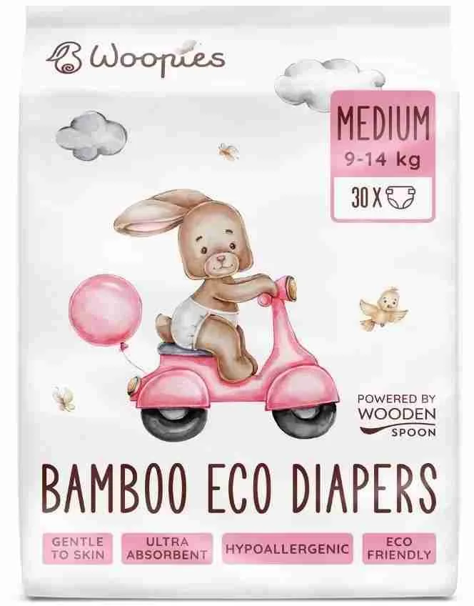 Wooden Spoon Woopies detské EKO plienky Medium 9-14 kg 30 ks 1×30ks, EKO plienky