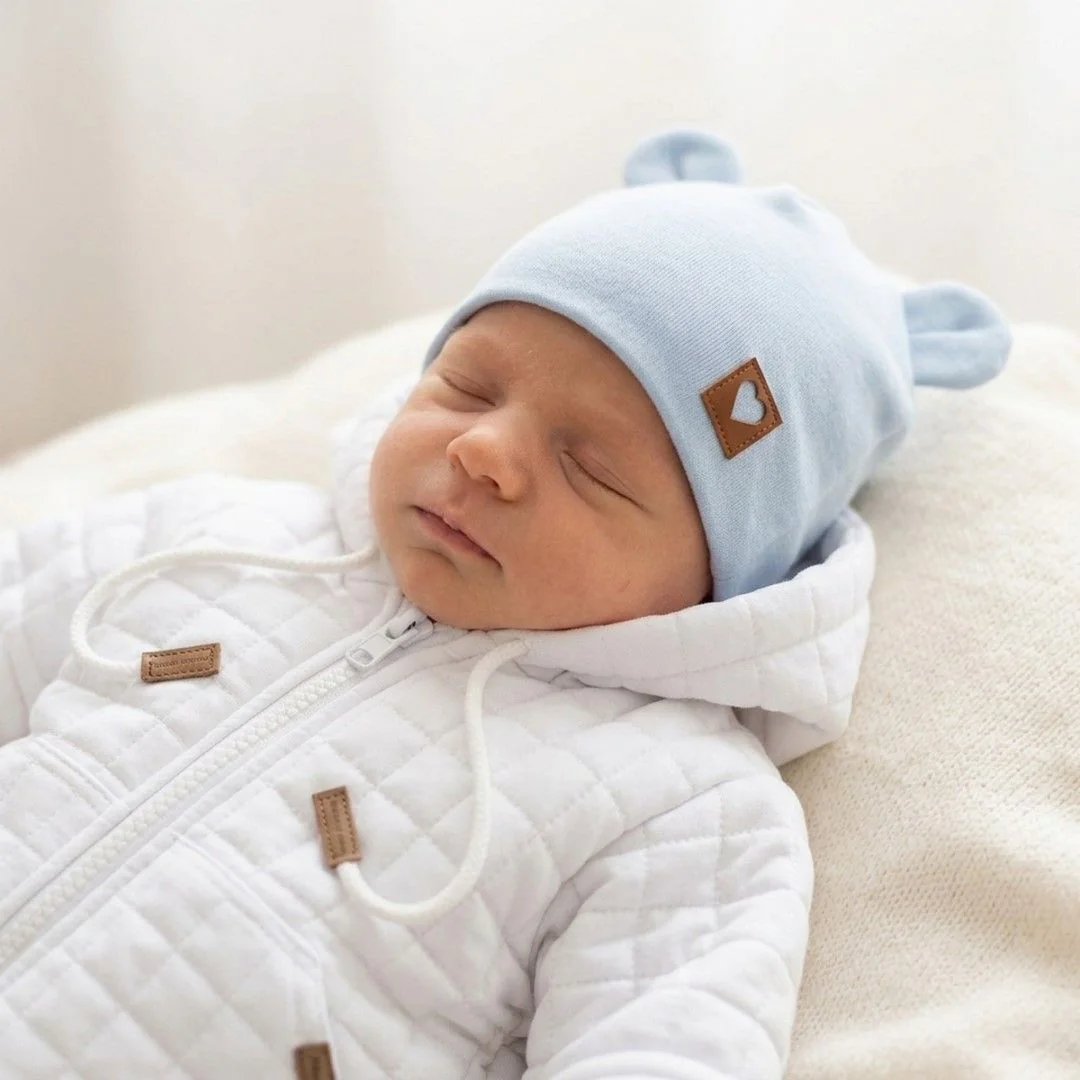 Z & Z Dvojvrstvová bavlnená čiapočka LOVE TEDDY, sv. modrá, veľ. 68/74
