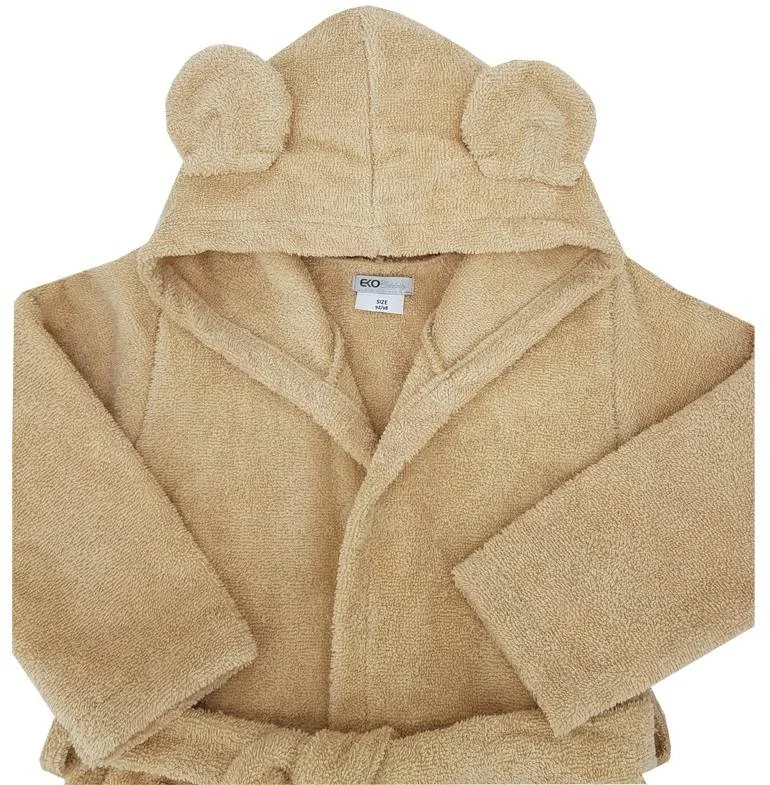 EKO Župan bavlnený s kapucňou a uškami Beige veľ. 80-86 1×1 ks, detský župan