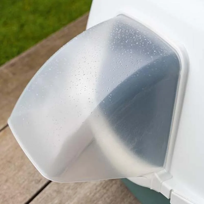STEFANPLAST Chic Outdoor 56x54,5x39cm vonkajšia krytá mačacia toaleta s malou strechou na odtok vody biela/tmavo zelená