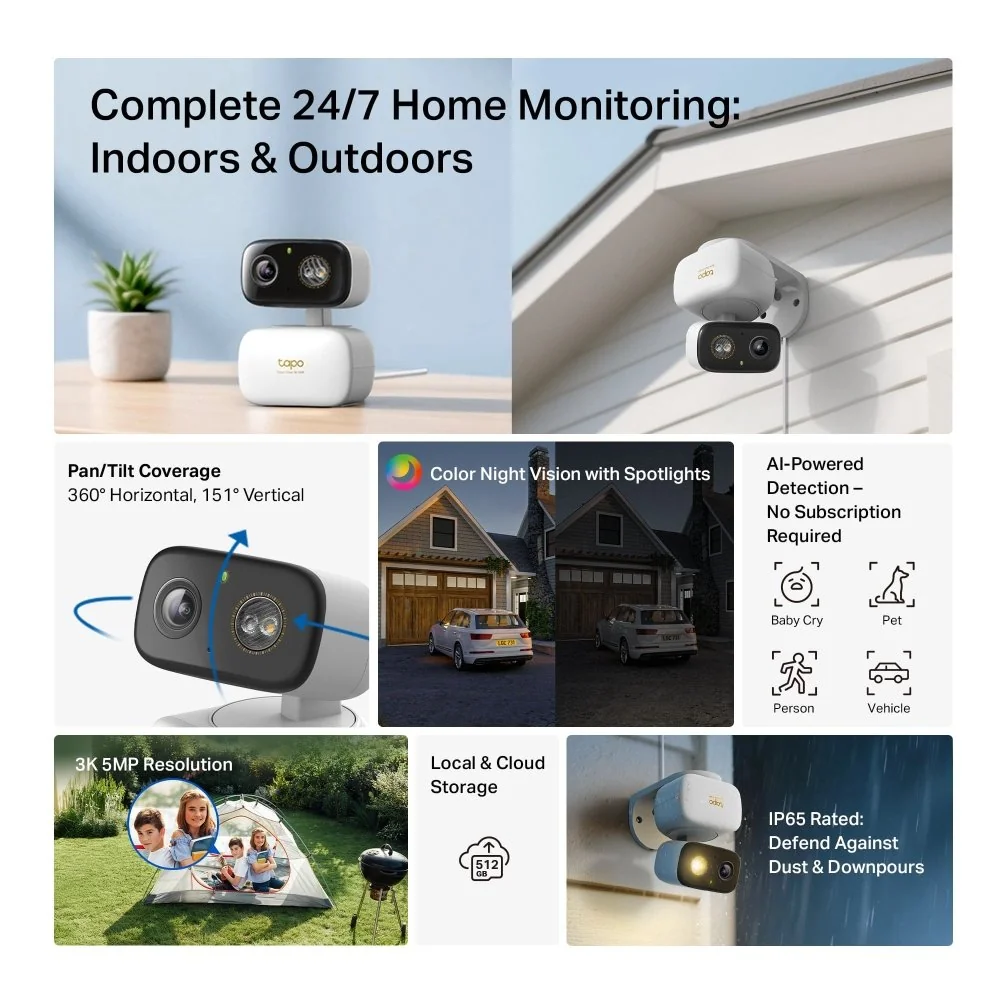 Kamera TP-Link Tapo C236 IP, 5MPx, WiFi, prisvetlenie, vonkajšie/vnútorné