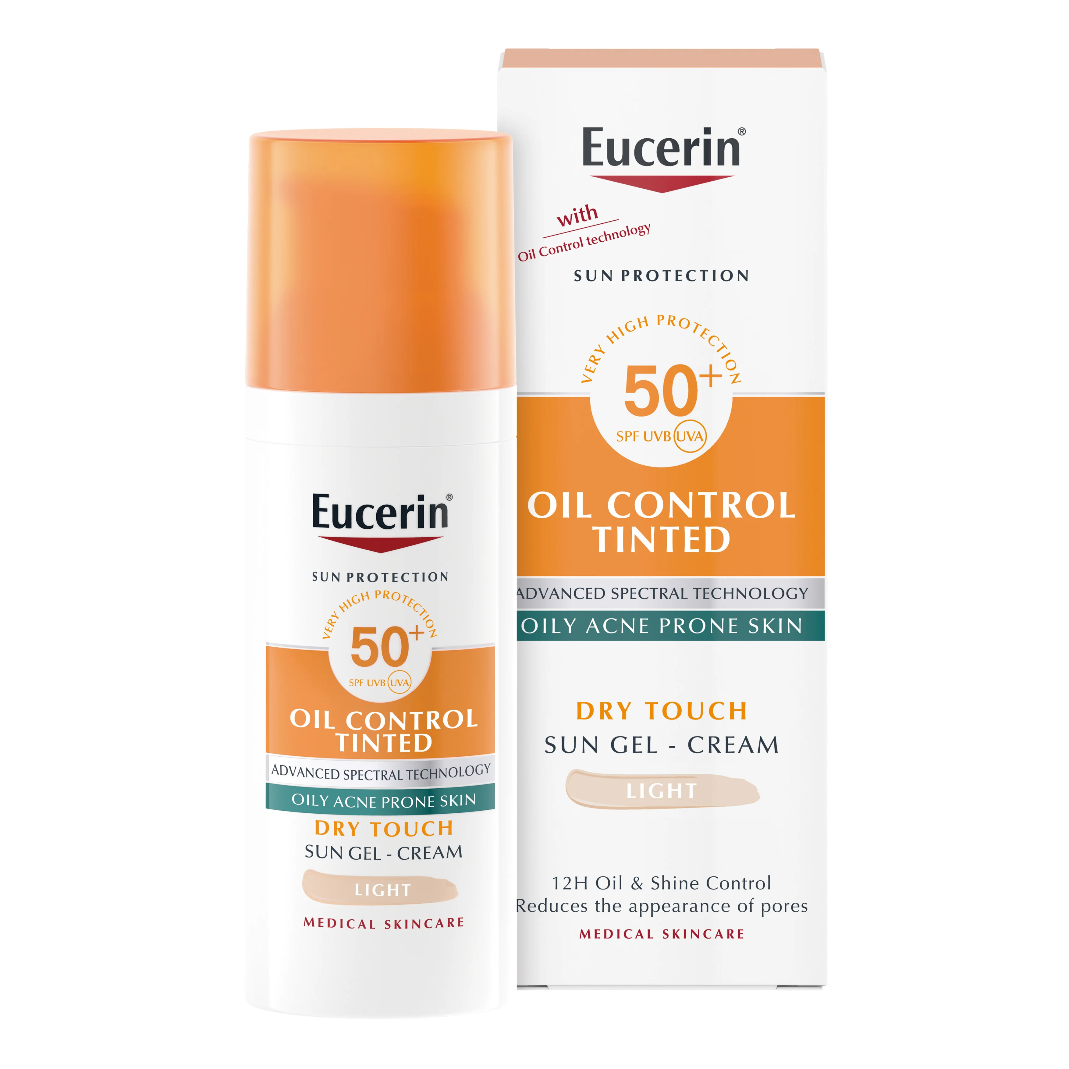 Eucerin SUN Ochranný krémový gél na opaľovanie na tvár Dry Touch OIL CONTROL (svetlý) SPF 50+, 50 ml 50 ml