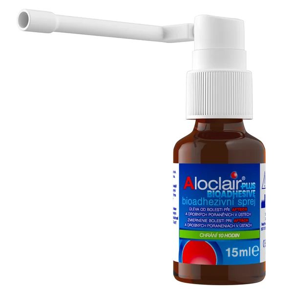 Aloclair PLUS BIOADHEZIVNY sprej pri aftách a drobných poraneniach úst 15 ml