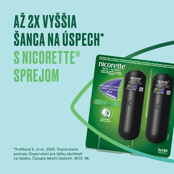 Nicorette® Spray 1 mg/dávka 2×13,2 ml, orálny roztokový sprej
