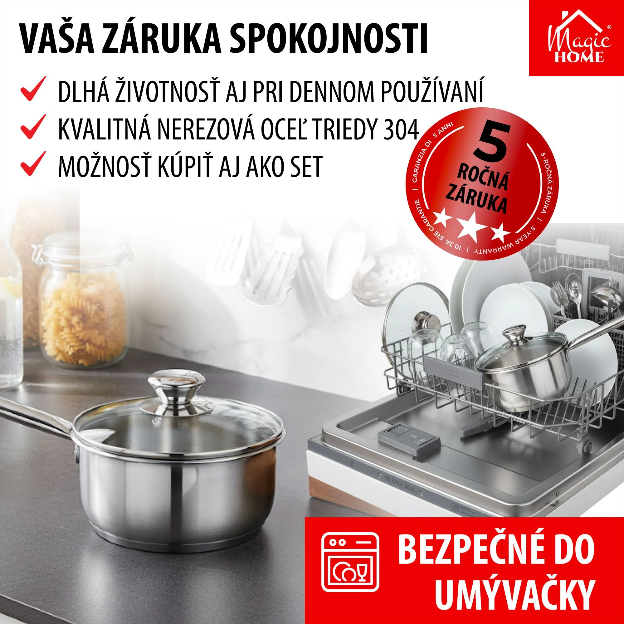 MagicHome rajnica Chloe, 1 ks 18 cm, 2 l, so sklenenou pokrievkou, nerez