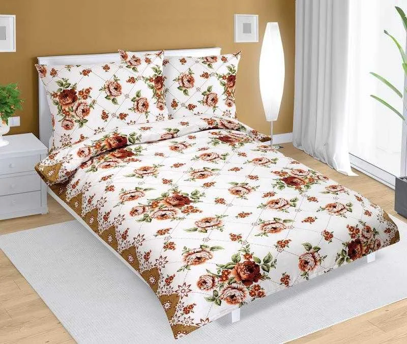 Obliečky bavlna 90/307 hnedá ruže 140x220, 70x90 1×1 ks, obliečky