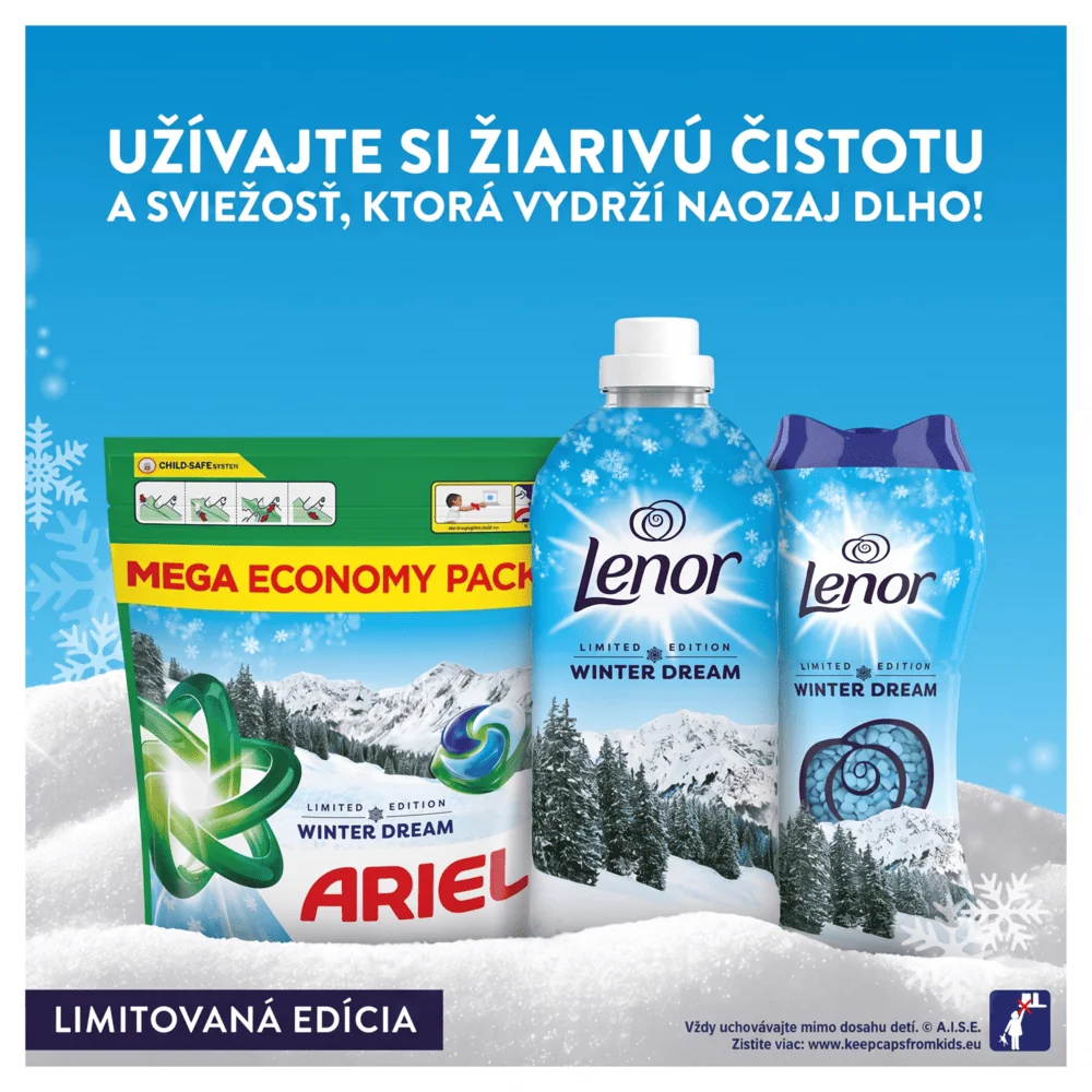 Ariel Allin1 PODS®, Kapsule Na Pranie S Tekutým Pracím Prostriedkom, Winter Dream, S Dotykom Svieža Vôňa Lenor 60 ks