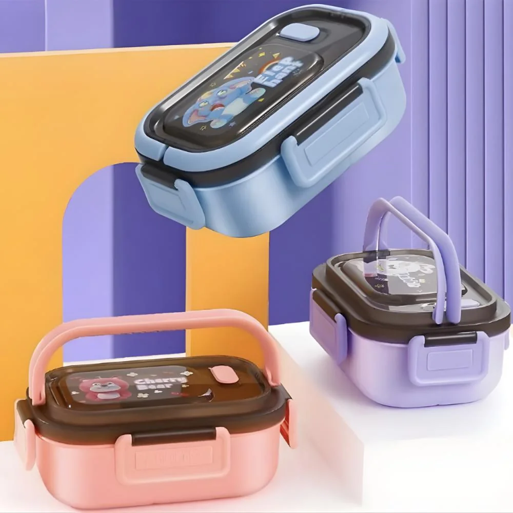 Lunchbox s priehradkami a príborom Fialová/zajačik