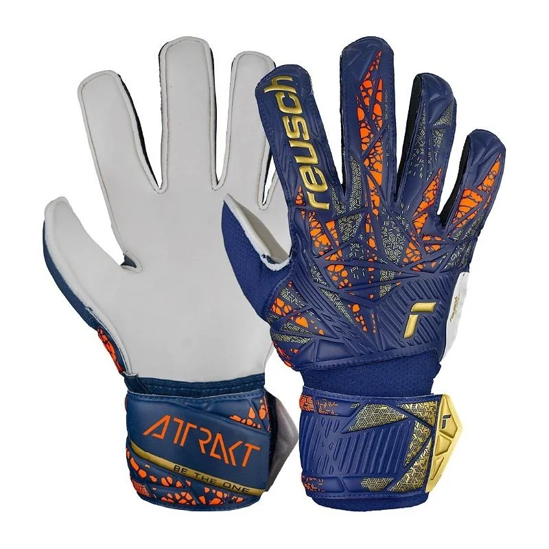 Reusch Attrakt Solid Junior Detské brankárske rukavice, bielo/modro/zlaté, veľ. 7