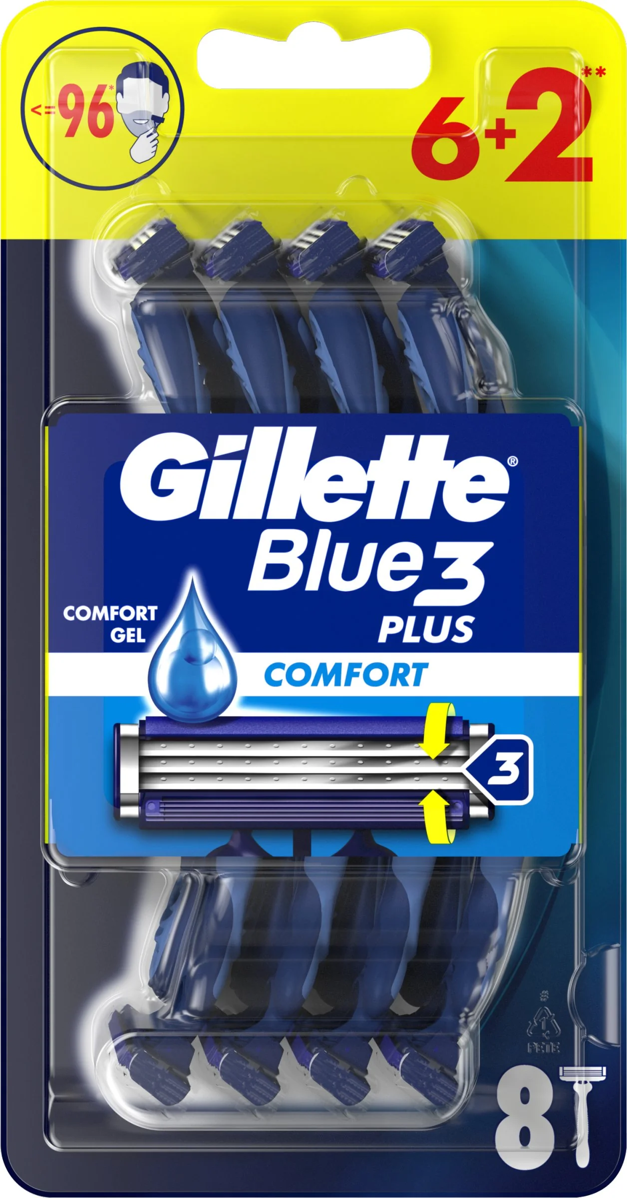 Gillette Blue3 Comfort 1×8 ks, jednorazové holiace strojčeky