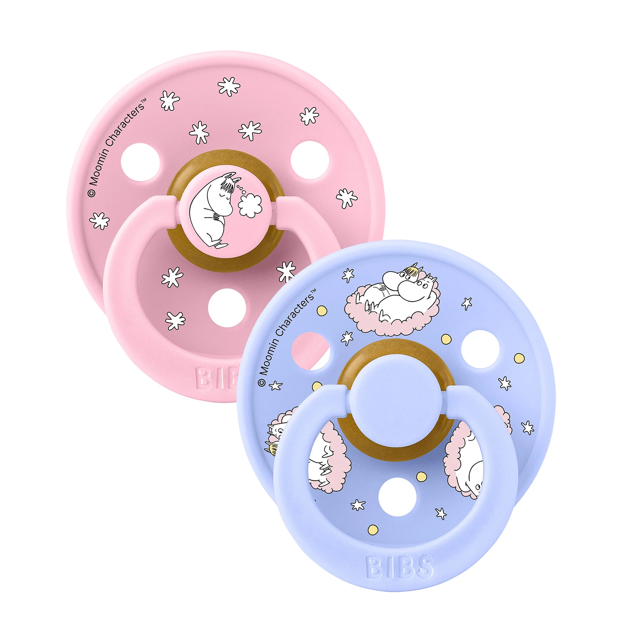 BIBS x Moomin Colour cumlíky z prírodného kaučuku 2ks - veľkosť 2 - Dreaming Baby Pink Mix