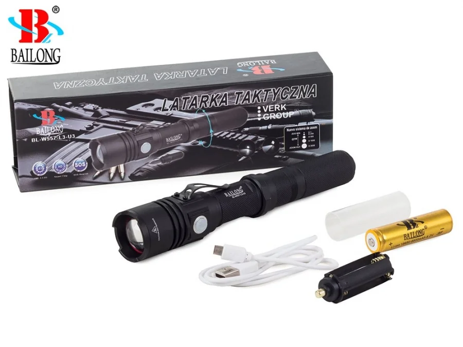 Taktická nabíjateľná baterka CREE LED USB XM-L3-U3