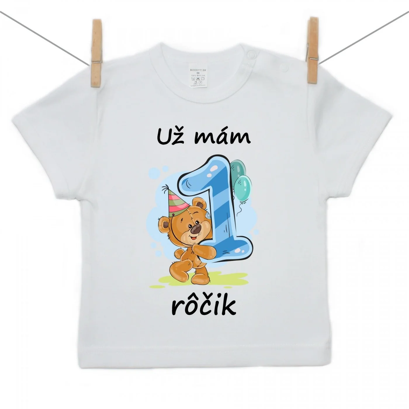 Boodyy Tričko s krátkym rukávom Už mám 1 rôčik Medvedík Chlapec Veľkosť: 104