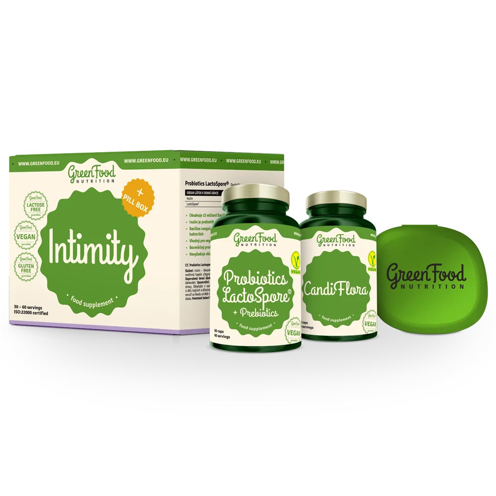 GreenFood Nutrition INTIMITY + Pillbox 1×1 set, výživový doplnok