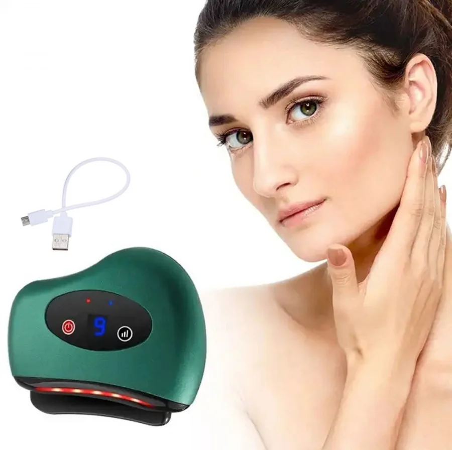 Elektrický bezdrôtový masážny prístroj so vstavanou batériou na tvár a telo, Gua Sha