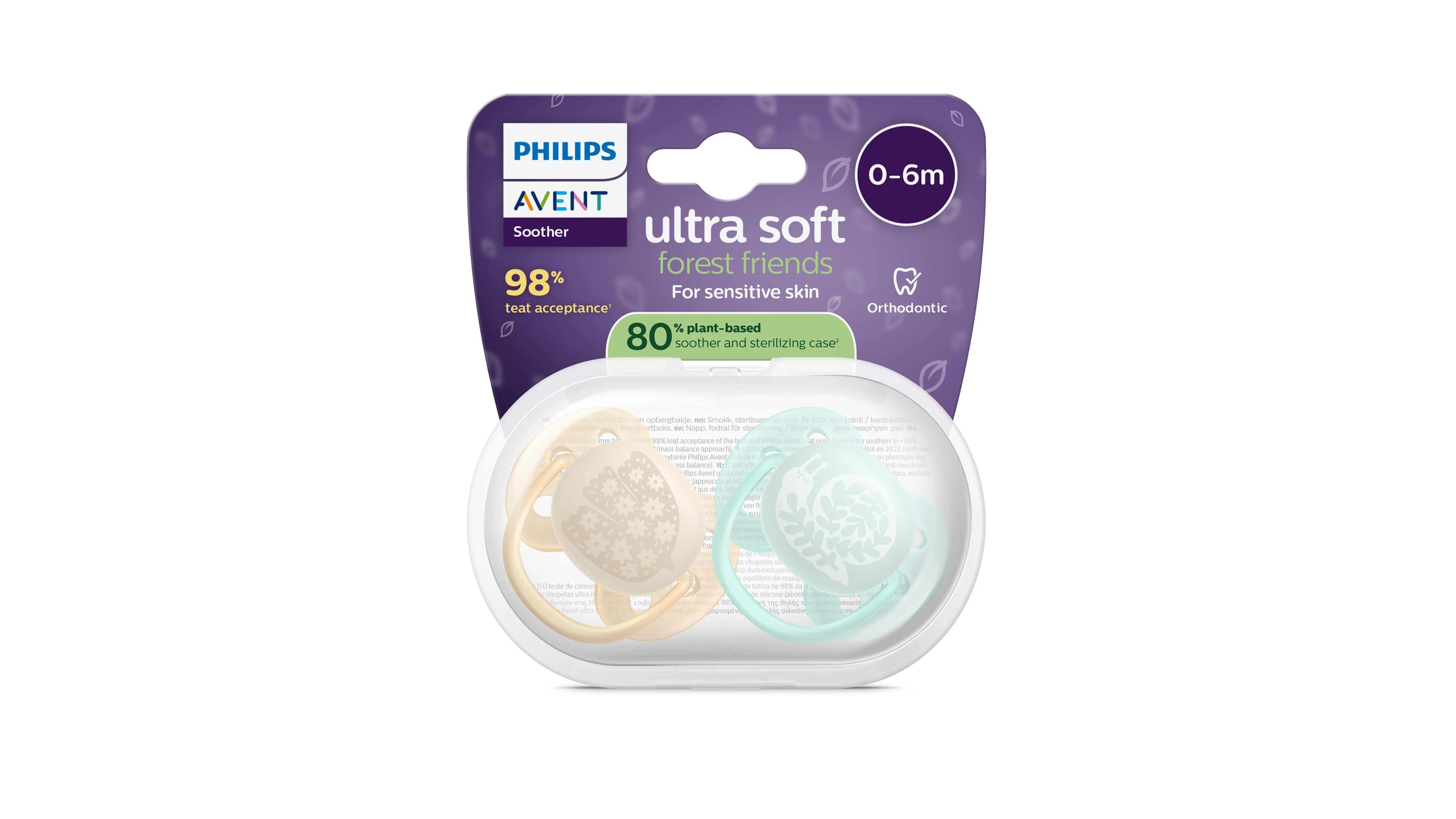 Philips AVENT - Cumlík Ultrasoft s obrázkom SCF091/41, 0-6 m, neutral 2 ks