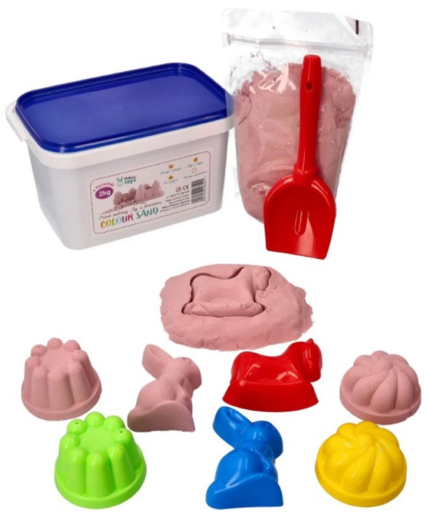 Kinetický piesok - púdrový - 2kg + mix formičiek zadarmo